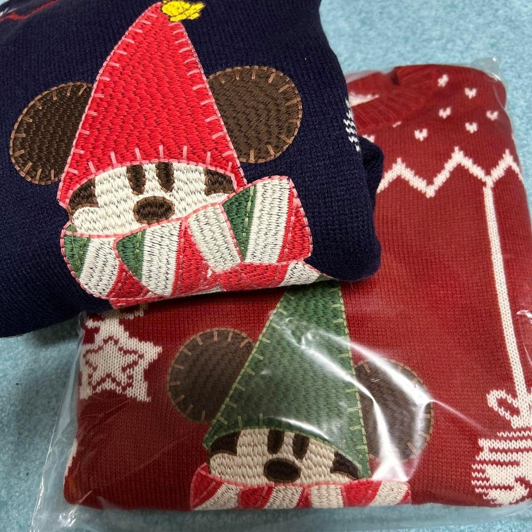 ディズニー　クリスマス　リルリンリン　セーター　2枚セット　赤&ネイビー ディズニー クリスマス リルリンリン セーター 2枚セット 赤&ネイビー